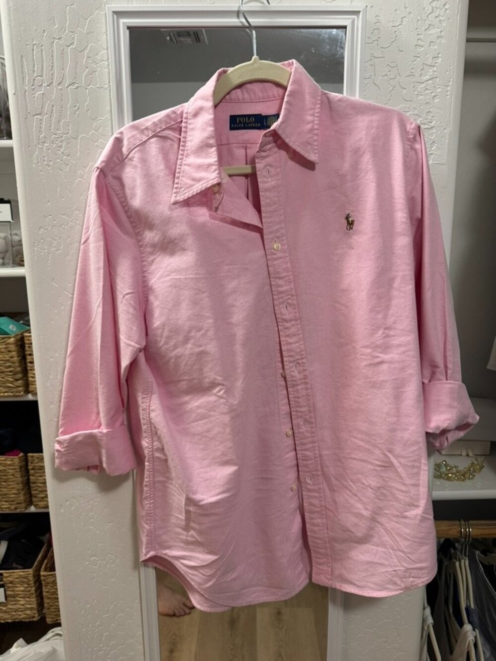 Polo Ralph Lauren Pink Oxford Button Down Shirt Classic Preppy Size L